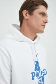 Кофта Polo Ralph Lauren чоловіча колір білий з капюшоном з принтом (2849621)