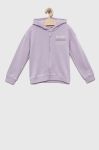 Дитяча бавовняна кофта Guess колір фіолетовий з капюшоном з принтом (3332648)
