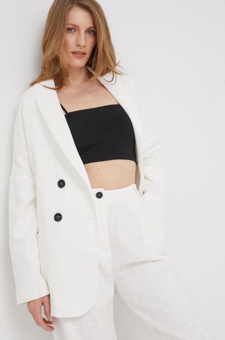 Піджак Answear Lab колір білий двобортний однотонна